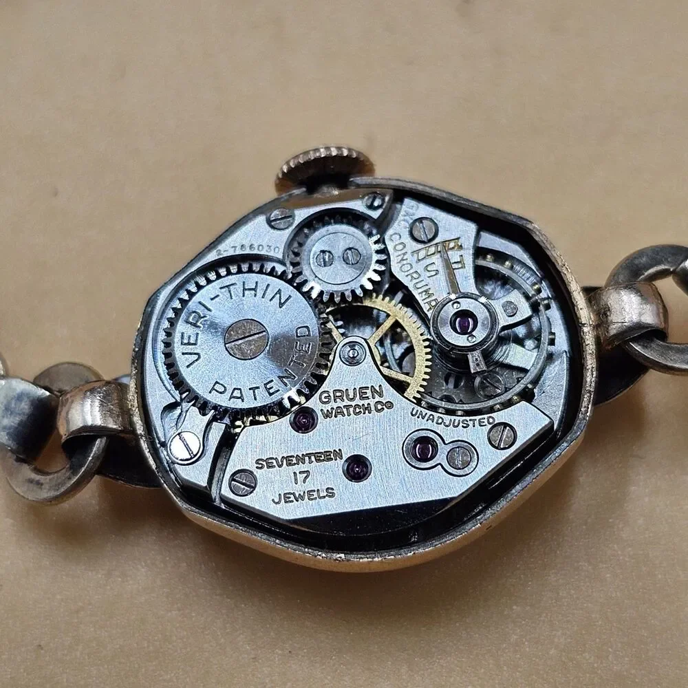 Gruen Verithin Vintage Ladies Watch 10k Gold Filled Case Sissor Band For Repair